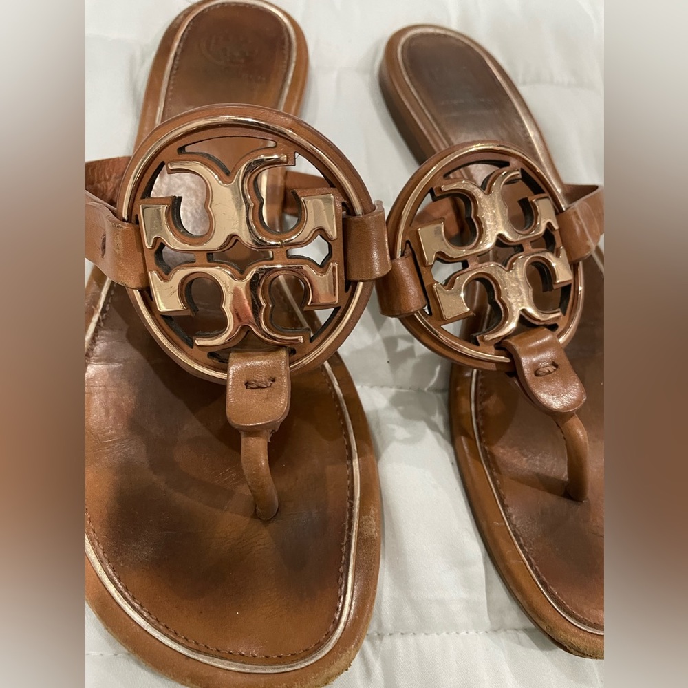 Tory Burch Metal Miller Soft flat sandal, rose gold 8.5